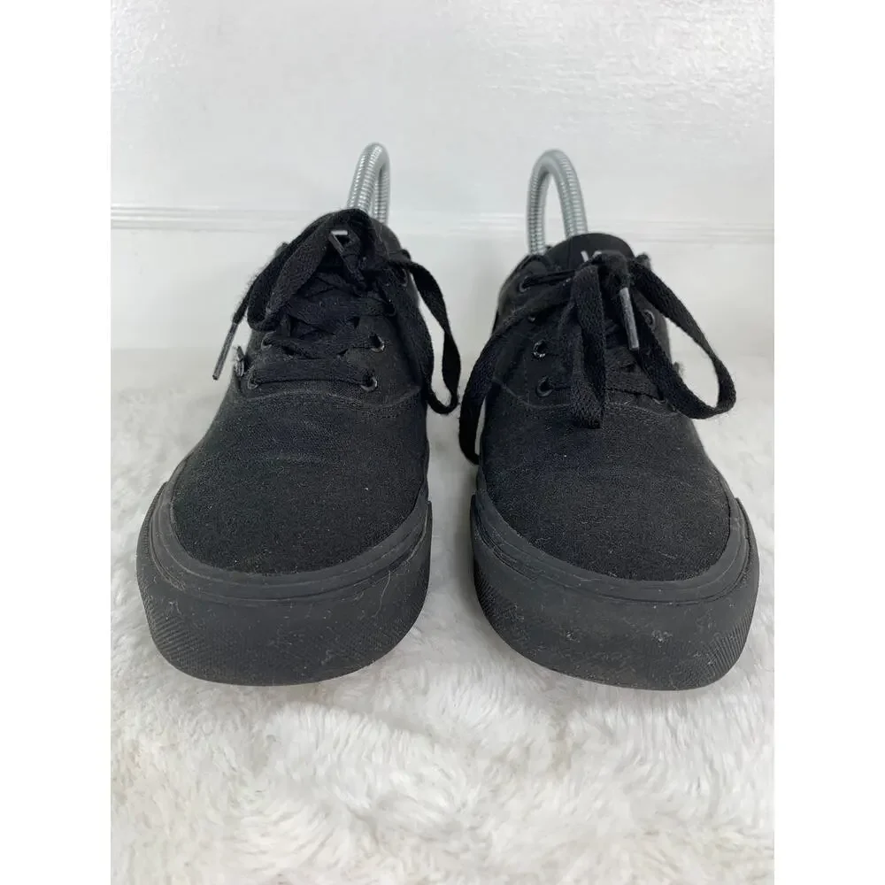 Vans Off The Wall Black Low Lace-Up Canvas Sneakers Youth Size 4